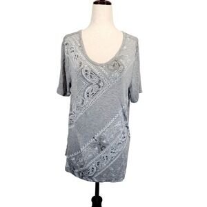 Christopher &‎ Banks Shirt Womens Large Paisley Rhinestone Embellished Soft Tee